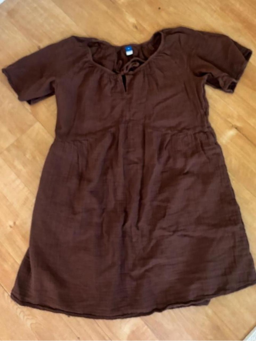 Old Navy Brown Short Sleeve Linen-Blend Girls' Dress